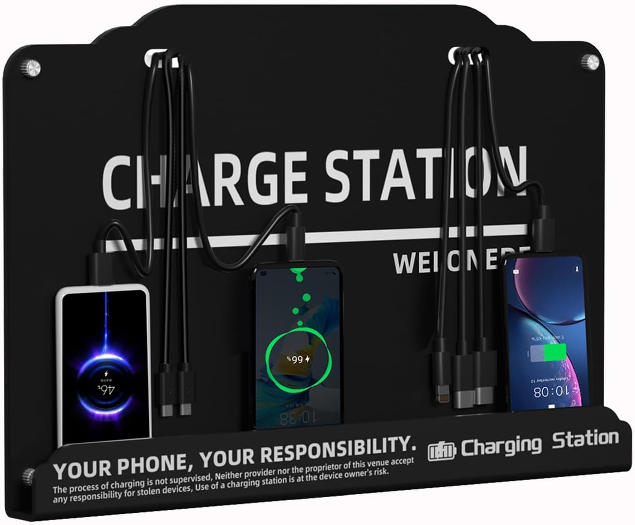Wall Mounted Cell Phone Charging Station Mobile Phone Charging Station | Fast Charging 8 Device | Compatible with iphone ipad Smartphone Tablets Android Port | Great for Offices Hotel Hospital Airport - Image 2