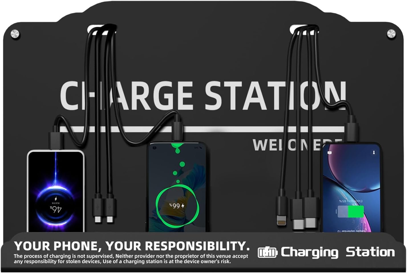 Wall Mounted Cell Phone Charging Station Mobile Phone Charging Station | Fast Charging 8 Device | Compatible with iphone ipad Smartphone Tablets Android Port | Great for Offices Hotel Hospital Airport - Image 3
